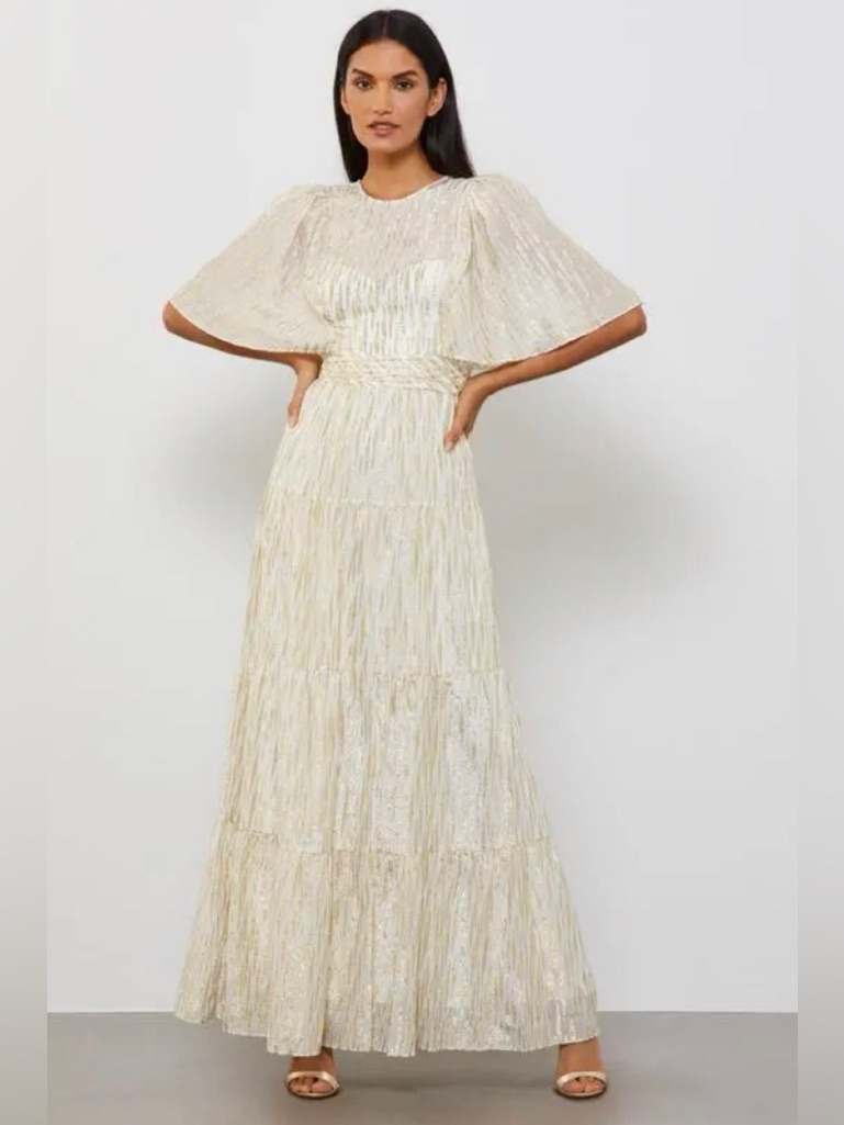 Bcbgmaxazria Cream & Gold Dress